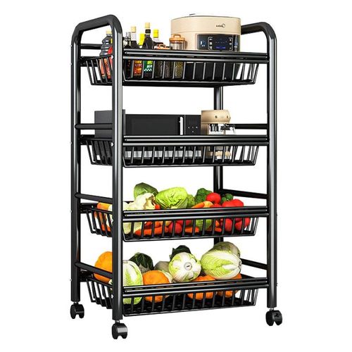 移动厨房菜篮子多功能烤箱微波炉锅架置物架家用落地多层果蔬收纳