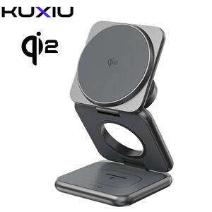 MagSafeQi2苹果三合一无线充电器15W快充适用iPhone16 Pro/15手表iWatch ULtra s10/S9苹果耳机磁吸充电底座