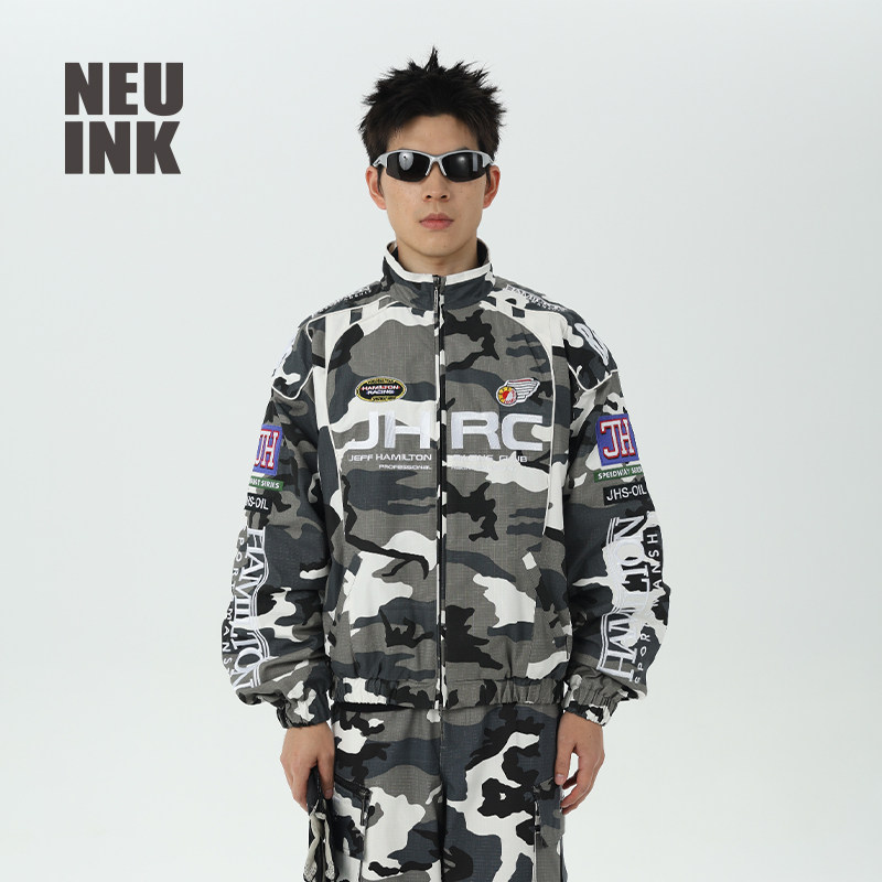 Neuink jeff hamilton赛车系列迷彩美式外套女情侣F1夹克外套男款