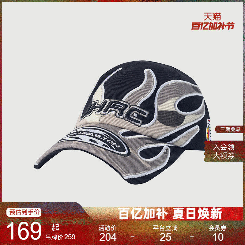 Neuink jeff Hamilton美式说唱嘻哈街头火焰刺绣f1鸭舌帽棒球帽男