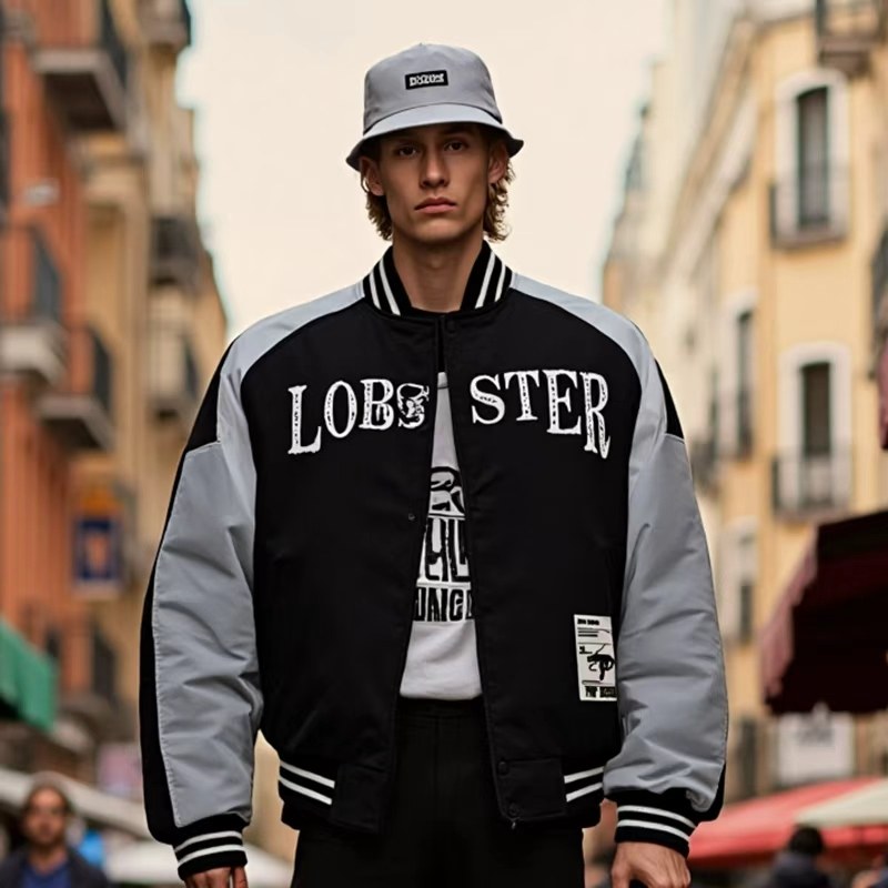 Neuink龙虾系列型男卫衣美式情侣男女款秋冬款夹克棒球领棉服保暖