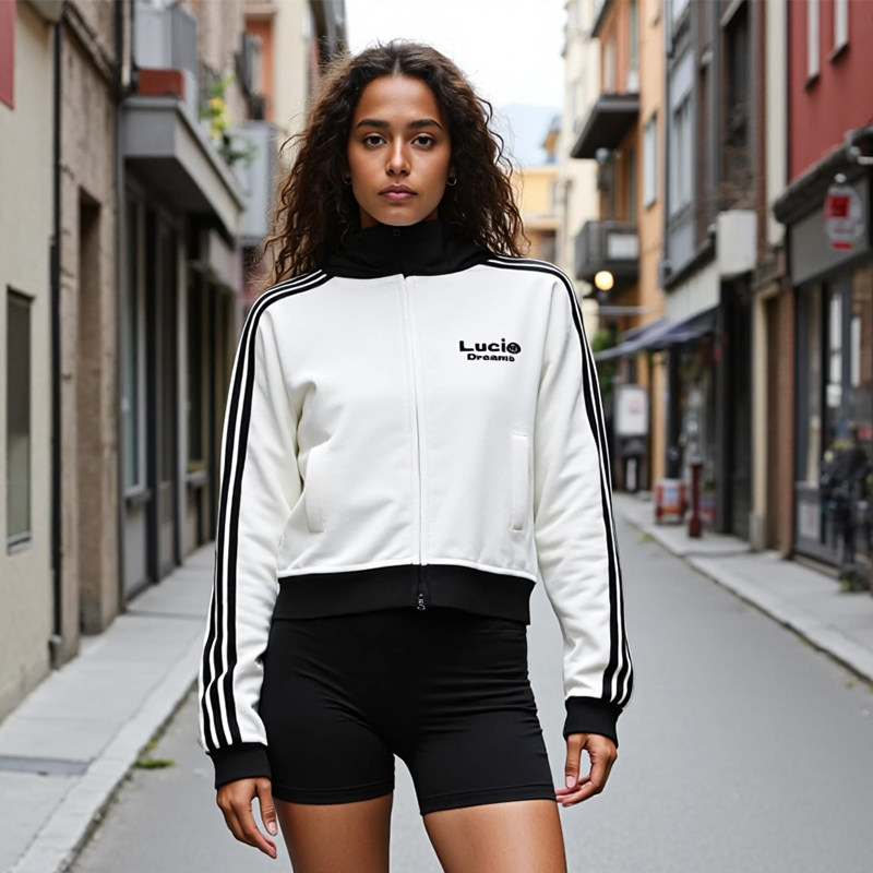 Neuink美式条纹立领短款小个子显瘦秋冬新款显瘦开衫外套卫衣女