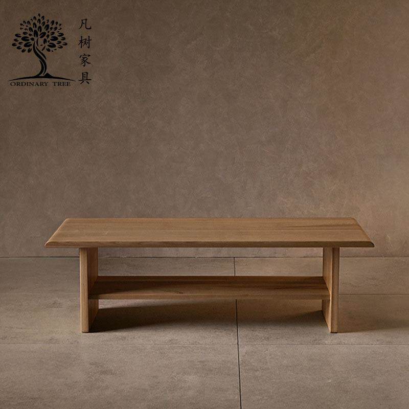 北欧现代简约家用民宿客厅小户型全实木茶台长方形沙发茶几凡树