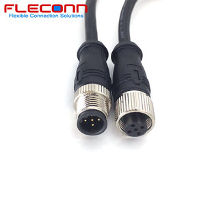 M12 B型编码5芯连接器公对母头Profibus Interbus FieldBus连接线