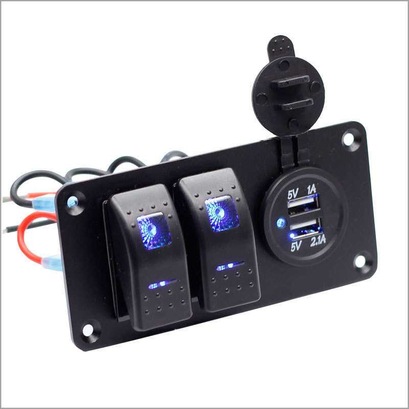 2+1汽车翘板开关3.1A双USB