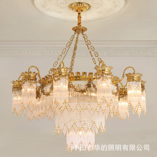 欧式全铜水晶吊灯法式客厅宫庭奢华大气酒店别墅餐厅卧室创意灯具