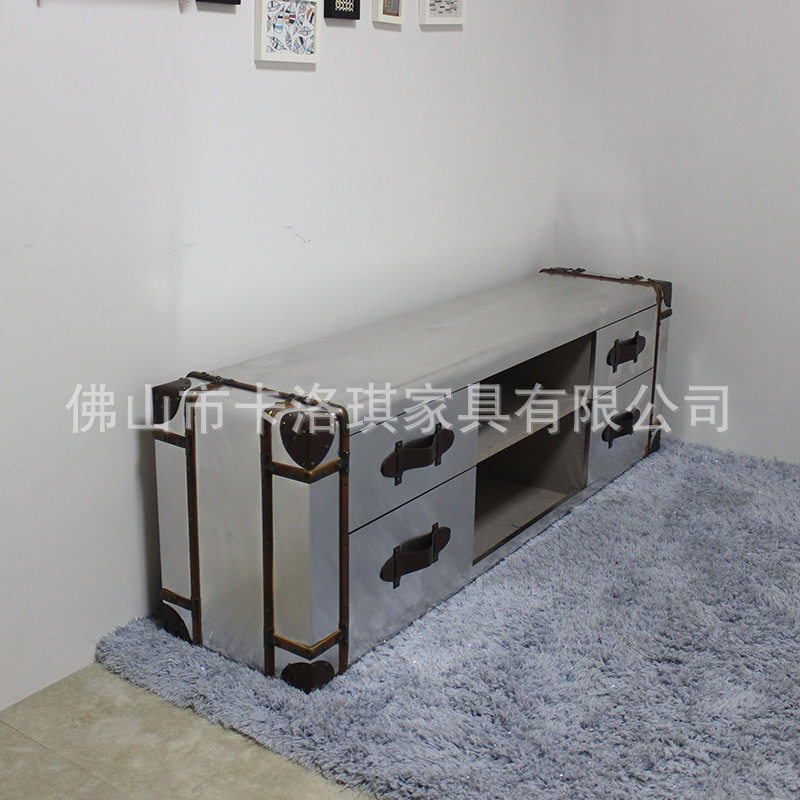 经济型铝皮餐边柜储物柜茶水柜复古工业风小户型客厅电视柜