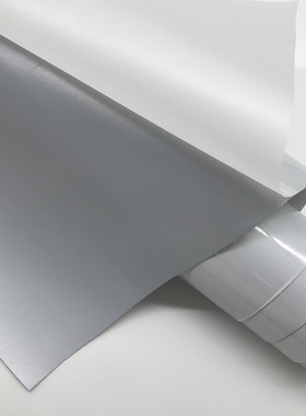 现货批发反光PU皮革浅银灰色亮银反光革白色加厚布底反光材料