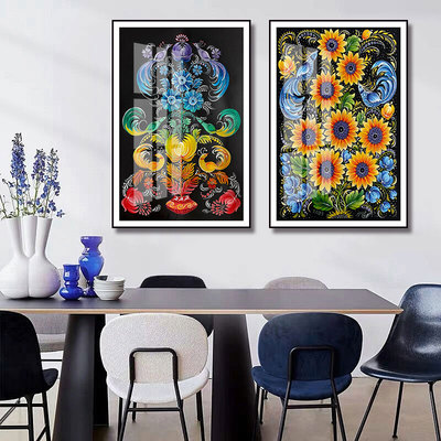孔雀花卉艺术装饰画凤凰牡丹新中式吉祥挂画客厅卧室植物鸟雀挂画