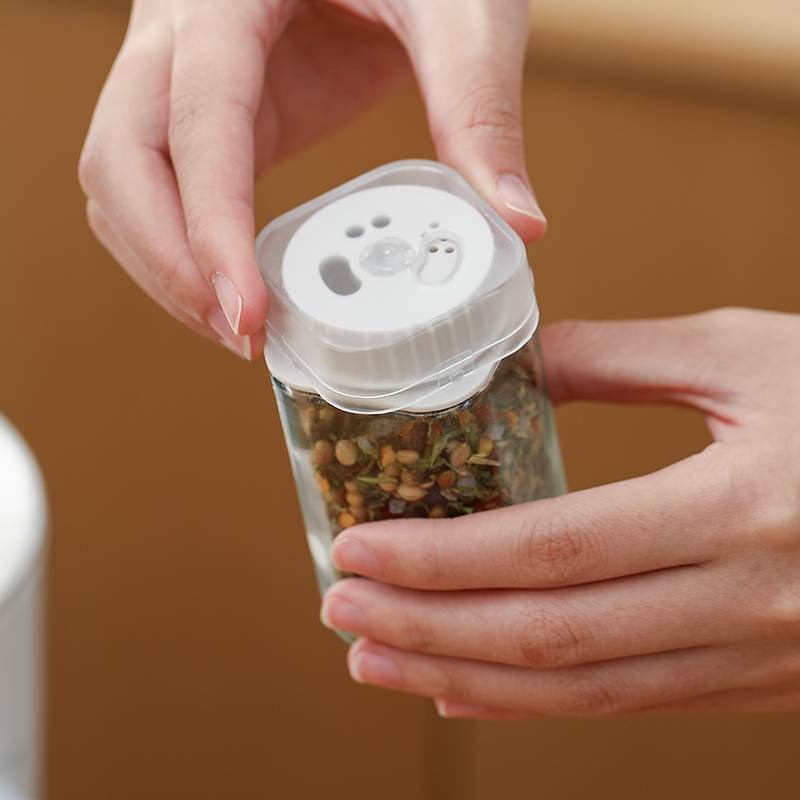 热销烧烤撒料瓶孜然粉芝麻鸡精调料盒厨房家用盐罐子玻璃旋转调味