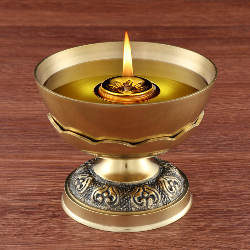 热销纯铜油灯供c佛铜碗油灯家用长明灯佛供灯佛前供灯酥油灯佛灯