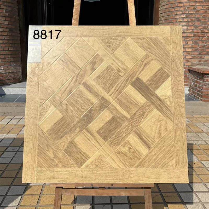 热销柔光拼花木纹砖800x800客厅卧室凡尔赛仿实木瓷砖原木风地砖