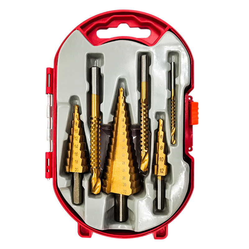 热销宝塔钻头套装阶梯塔型锥形钻锯齿拉槽铁皮木材手电钻麻花钻组