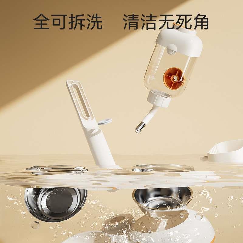 热销立式狗狗滚珠自动饮水器宠物可调节喂食宠物不锈钢防打翻双碗