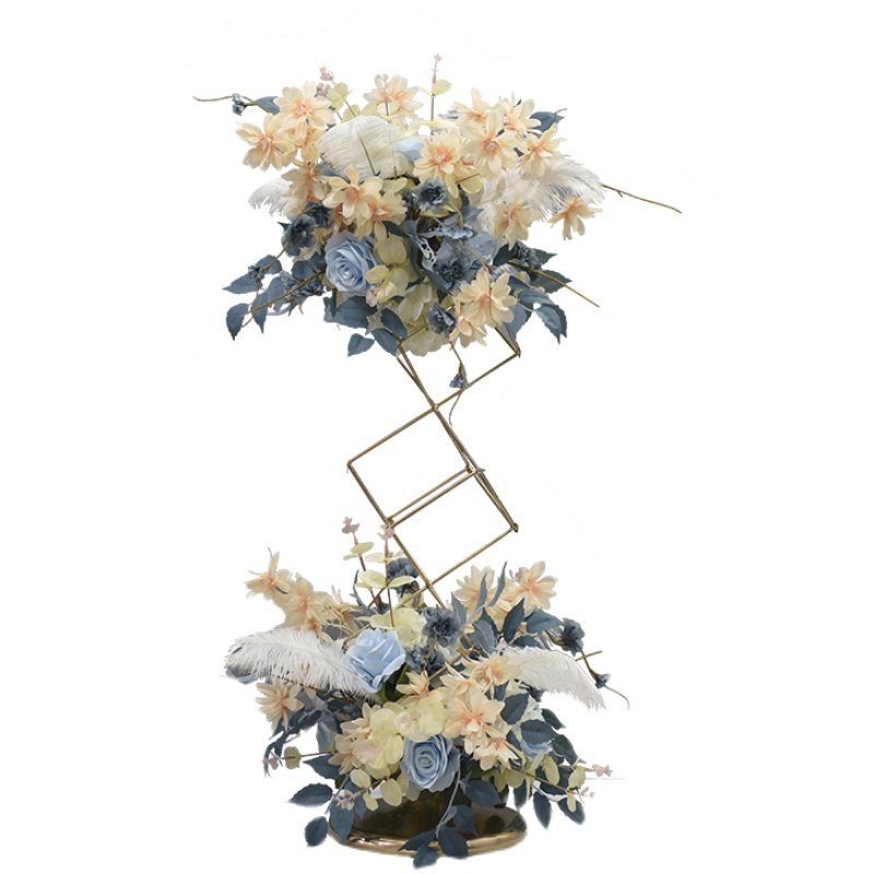 热销电镀仿真花艺道具酒店婚礼羽毛桌花装饰酒吧民宿KTV桌面铁艺