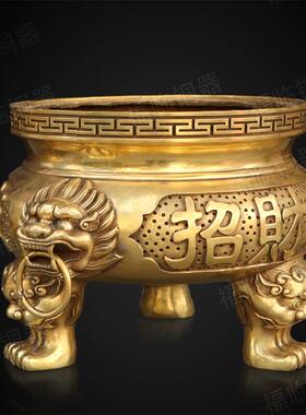 热销纯铜香炉招财进宝三足香炉碗摆件有求必应桌面居家寺庙上香供