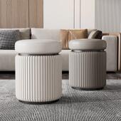 轻奢圆凳皮质纳帕皮小凳子现代卧室简约化妆凳不锈钢换鞋 凳实木