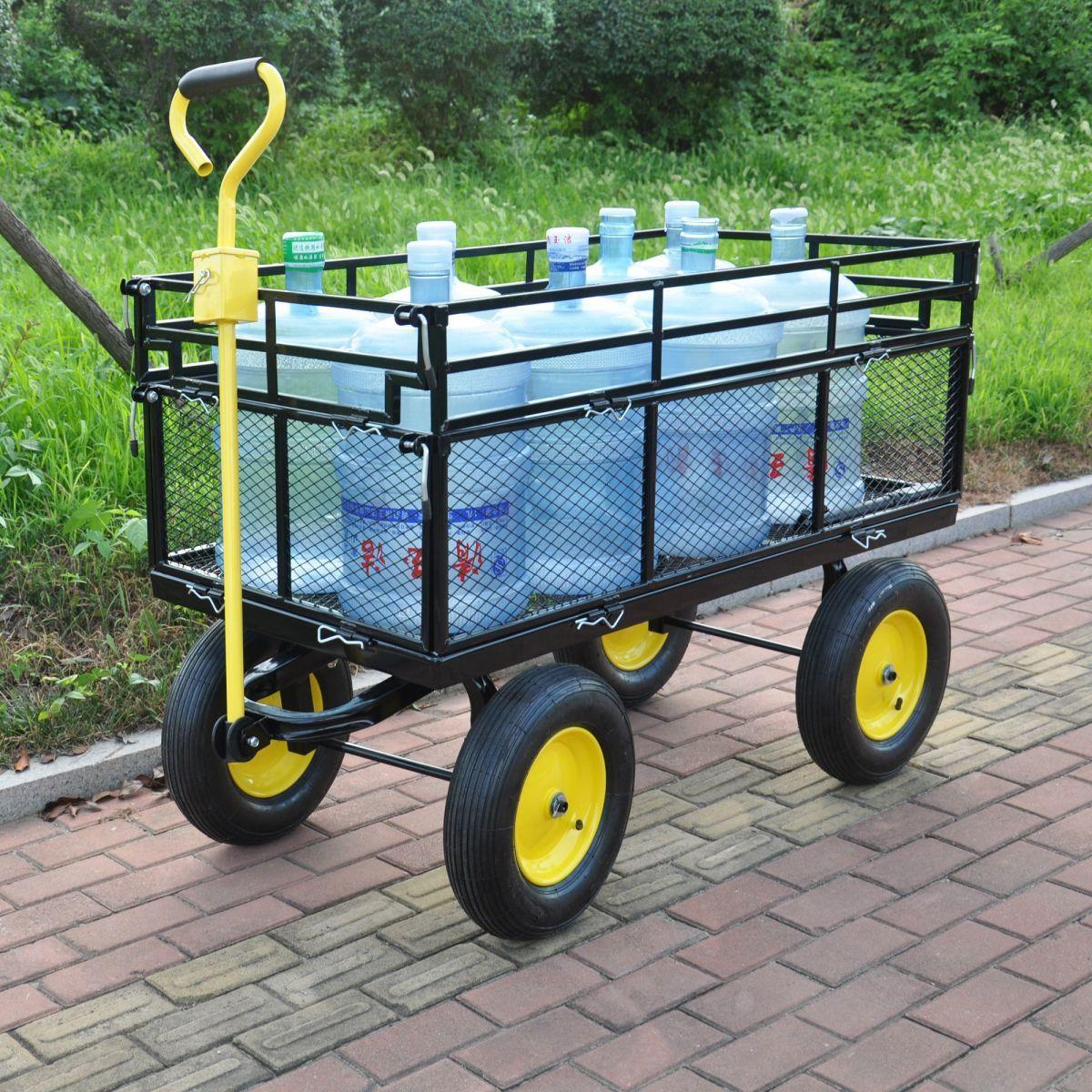 工具车手推车平板车拖车出摊卖货车可折叠网车 侧挡可拆卸