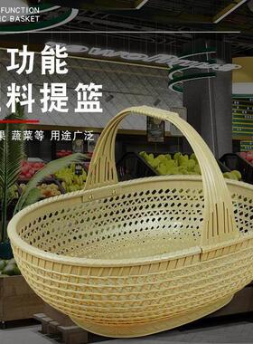 采购产品藤编织藤挎包篮子水果和蔬菜蓝色水果采摘篮户外蓝色家庭