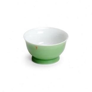 家用品茗杯祖母绿事事如意高足反口杯 拓土陶瓷茶杯主人杯单杯中式
