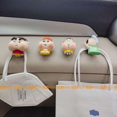 桃野 胖胖脸小新车载挂钩汽车内饰小挂勾副驾驶粘钩前排多功能ins