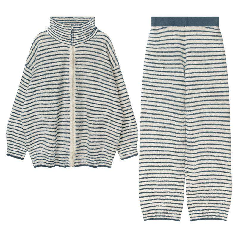 睡衣女保暖加绒套装冬款2025新款冬季条纹可外穿半边绒高领家居服,女士内衣/男士内衣/家居服,睡衣/家居服套装,淘宝优惠券,粉丝福利购,淘宝优惠卷