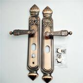 铝合金防盗门锁红古铜色大门锁面板把手双门把手235通用型拉手