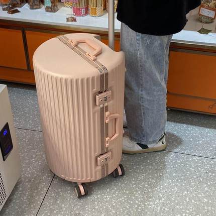 新圆形行李箱拉杆旅行箱万向轮密码箱20寸登机箱24寸结实耐用皮箱