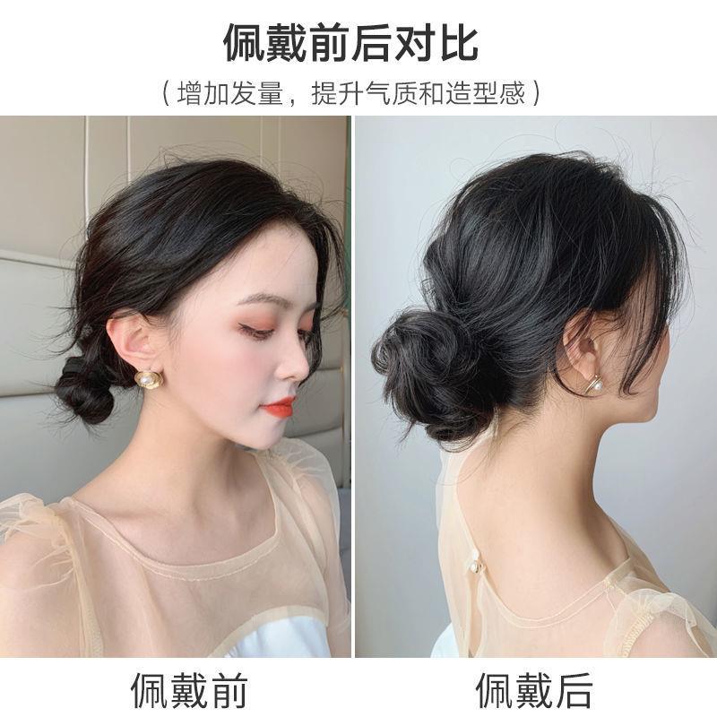 直销新款丸子头假发圈假发女网红真发蓬松花苞头盘发器蓬松假发包
