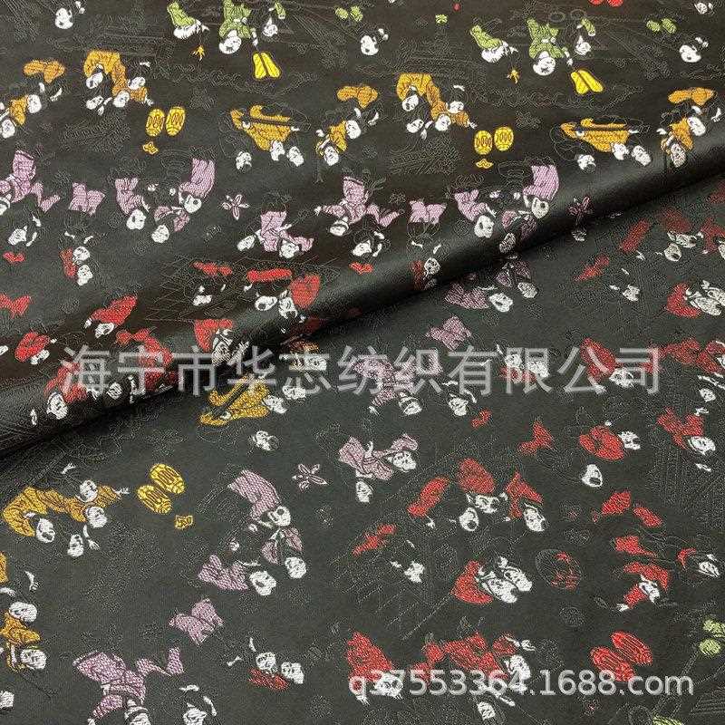 直销新款直销仿真丝百子图织锦缎 旗袍服装面料 靠垫坐垫手工DIY