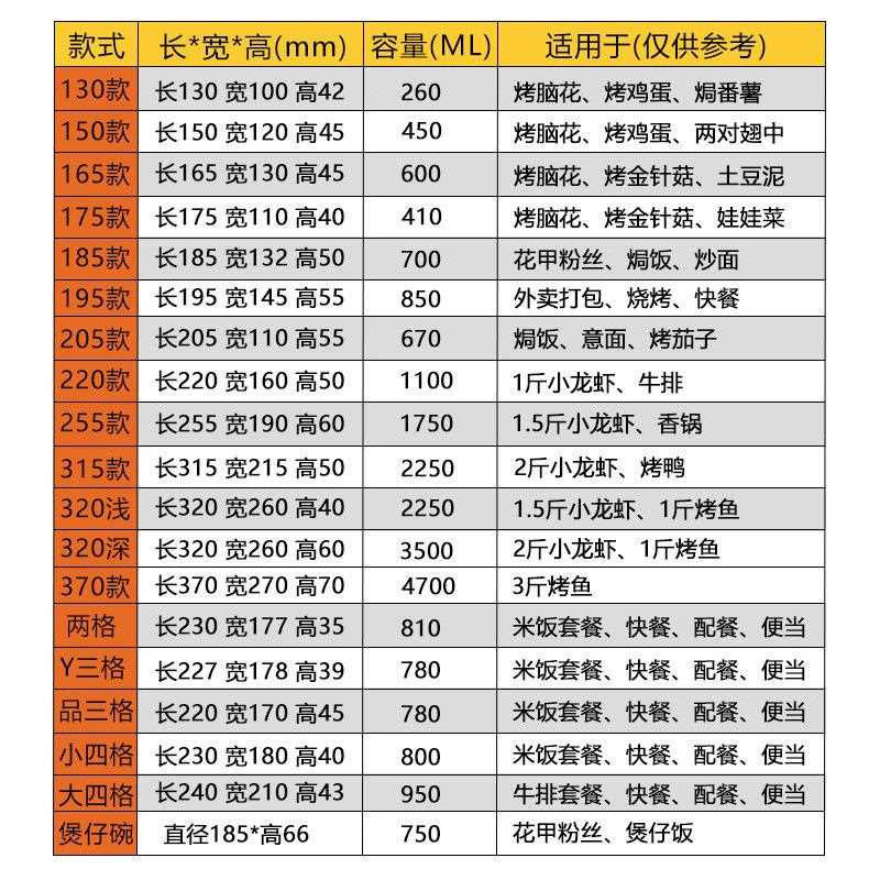 直销新款锡纸盒烧烤长方形铝箔餐盒空气炸锅一次性饭盒打包盒焗饭