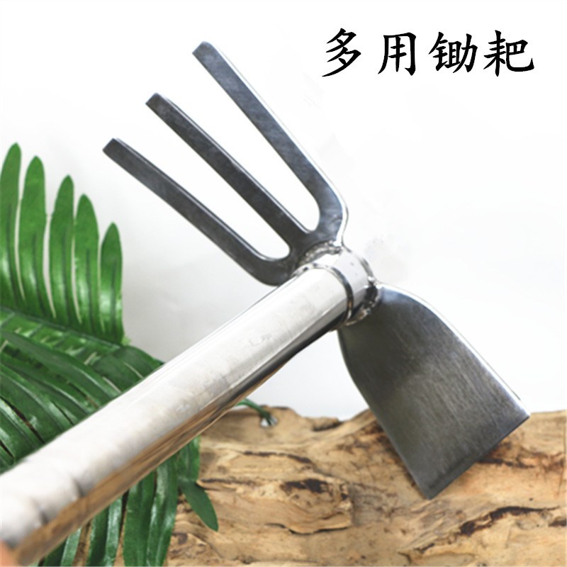 热销不锈钢加厚锄头除草农具种菜种地钓鱼小锄头钢柄花锄农用两用