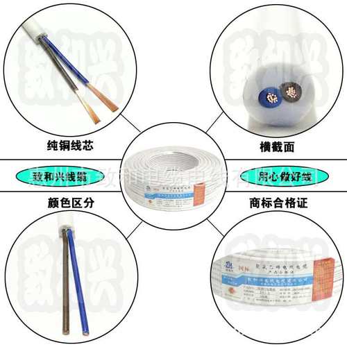 国标纯铜RVV2*1平方1.0软护套电源线2芯控制电缆线黑色白色挤压式
