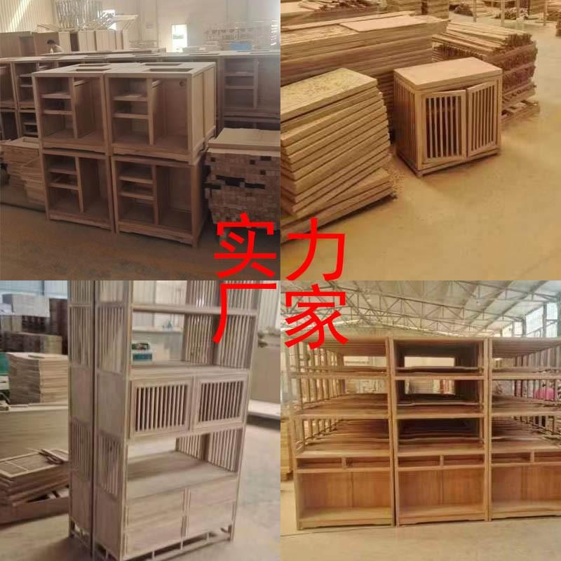 4H中式茶水柜实木餐边柜烧水壶B一体沙发边几移动茶台老榆木家具