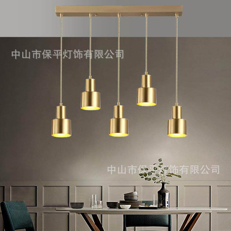 全铜轻奢后现代简约北欧创意橱窗餐厅床头吧台灯具金色单头小吊灯