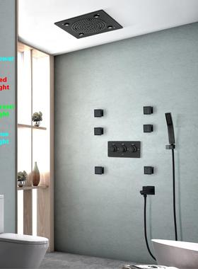 HIDEEP浴室淋浴顶喷嵌入式的黑色320*320mm两功能LED顶喷HI05077B