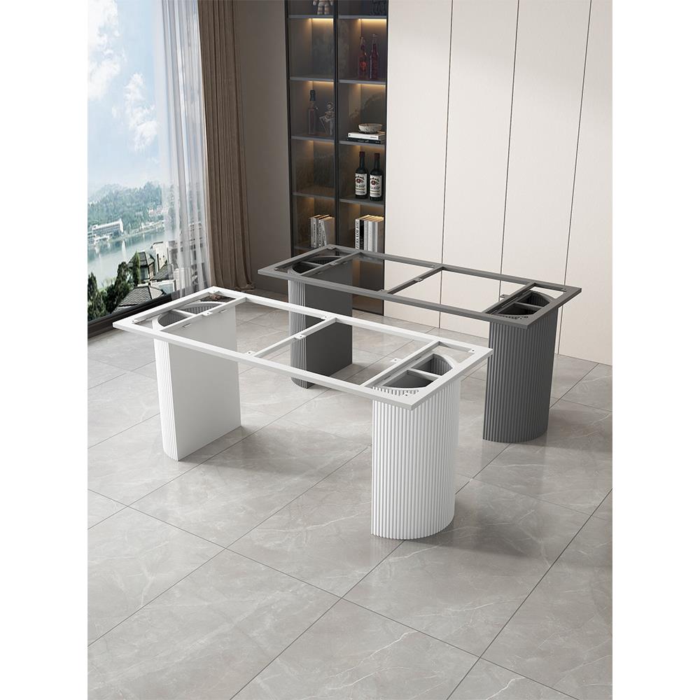 定作铁艺岩板桌腿支架圆柱半圆椭圆形餐桌茶桌办公会议桌底座支撑