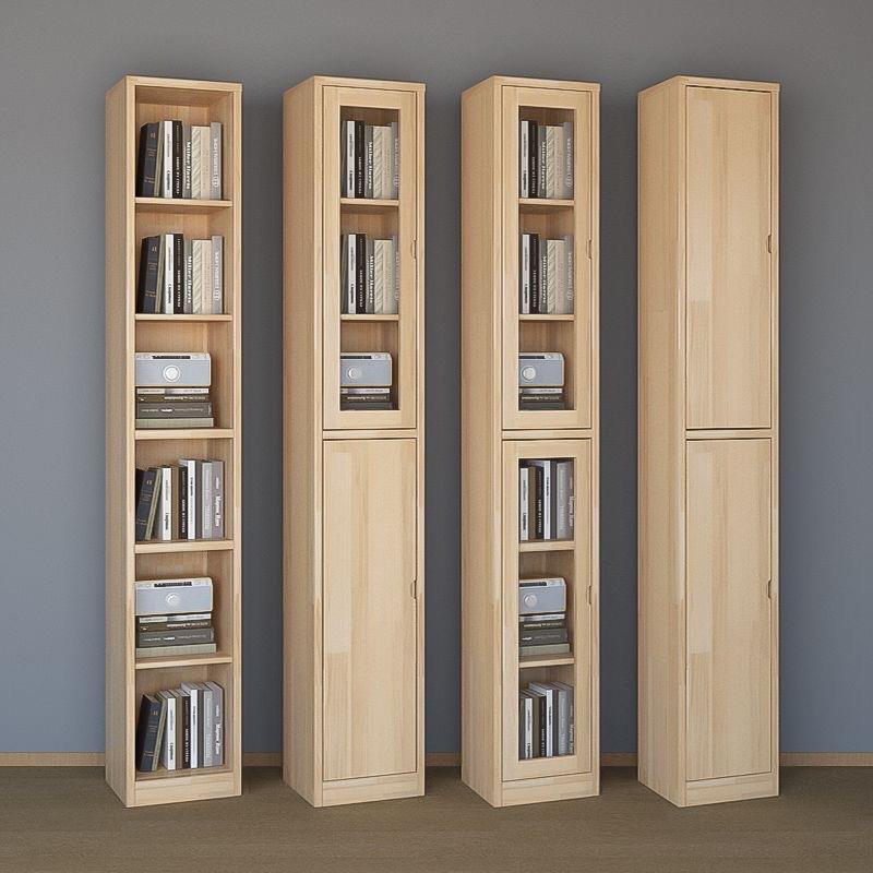 实木超极窄书柜落地窄书架一体靠墙夹缝带门款边收纳儿童转角置物