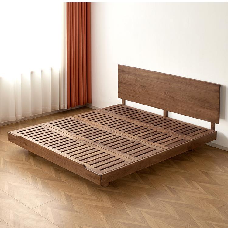 北美黑胡桃木全实木悬浮床现代简约樱桃木原木小户型卧室双人大床