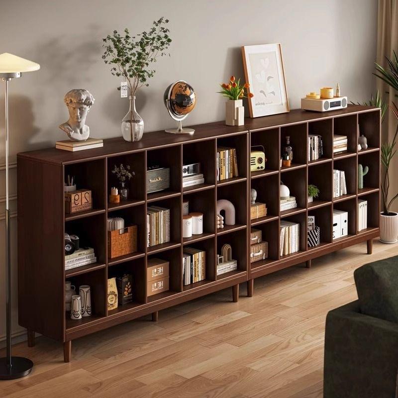 实木书架置物架落地靠墙组合格子柜客厅幼儿园储物收纳矮家用书柜