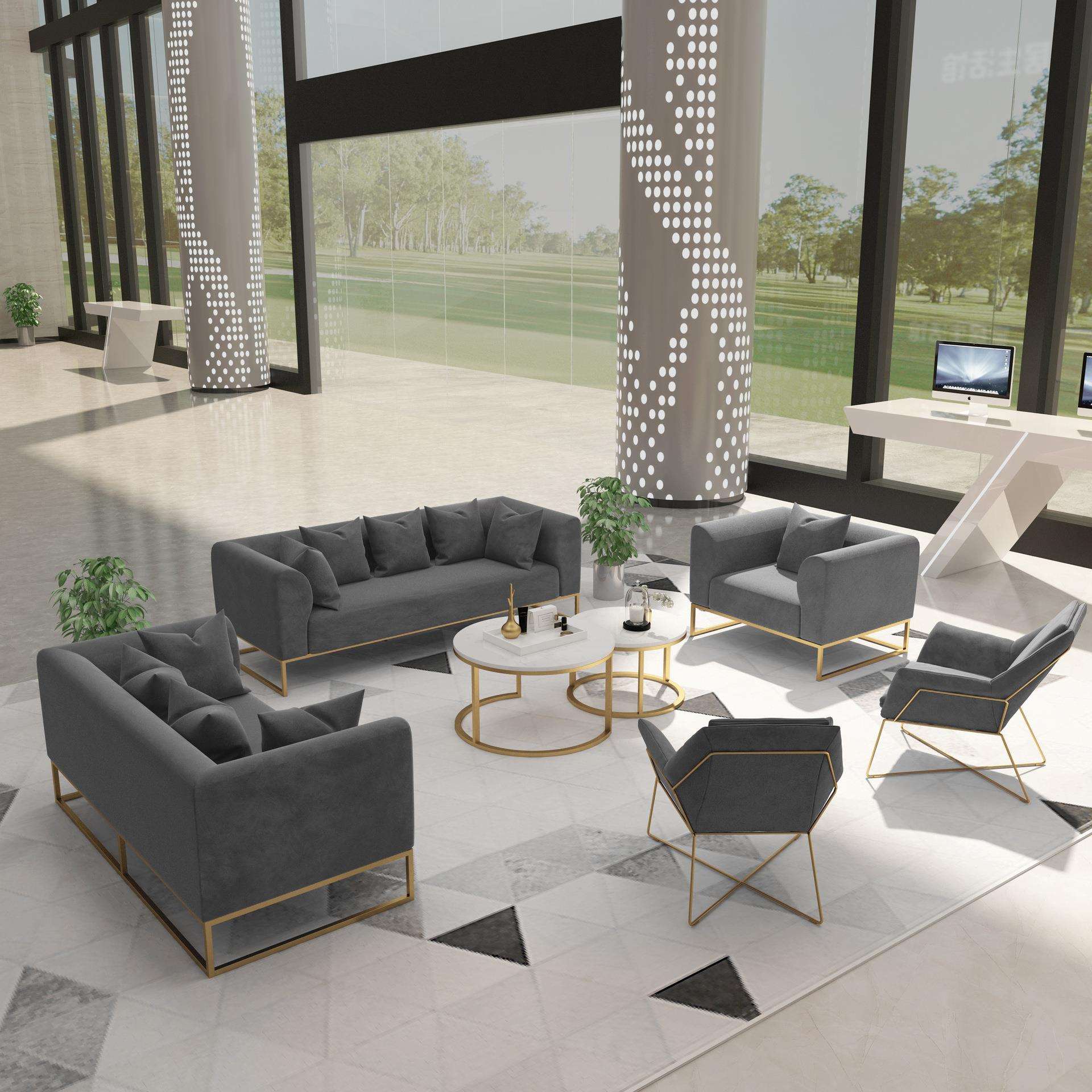 北欧布艺懒人沙发桌椅组合家用小户型躺椅办公铁艺躺椅