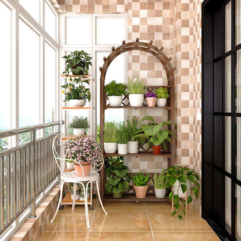 实木多层花架置物架阳台室内落地式阶梯多肉架子客厅墙角绿植架子