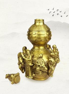 直销新款黄铜八仙葫芦摆件铜八仙过海葫芦开盖葫芦办公室开业礼品