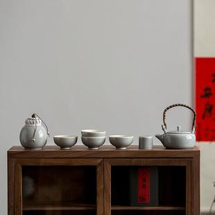 直销新款 家用客厅泡茶陶瓷小套 冰灰墨韵日式 茶壶茶杯盖碗茶具套装