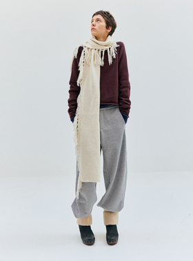 [沈月同款]antenna effect秋冬新款复古侧边流苏长羊毛混纺围巾