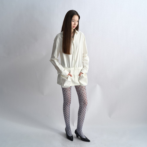 【沈月同款】antenna effect复古假两件长袖衬衫花苞连衣裙设计感