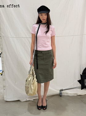 antenna effect 经典复古圆领半袖正肩基础款修身百搭T恤打底上衣