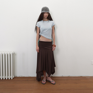 antenna effect 复古度假感腰头褶皱斜裁立体松弛垂坠感针织半裙