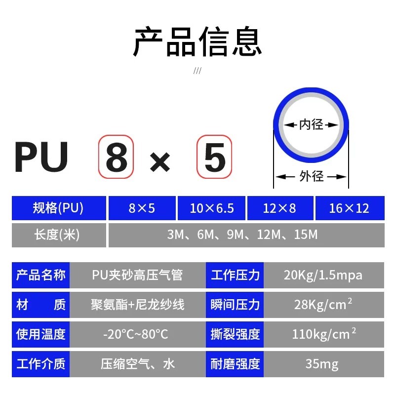 热销PU夹纱弹簧气管软管气动高压伸缩螺旋管空压机气泵防爆充气管