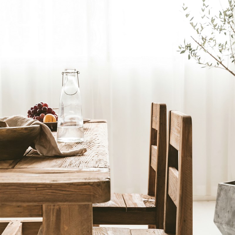 热销润家家居复古老松木餐桌餐椅组合美式高级咖啡厅实木长方形会